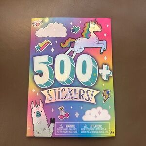 "500+ Stickers! Book"including unicorns, llama, and other whimsical designs 🦄🌸🦋🐱